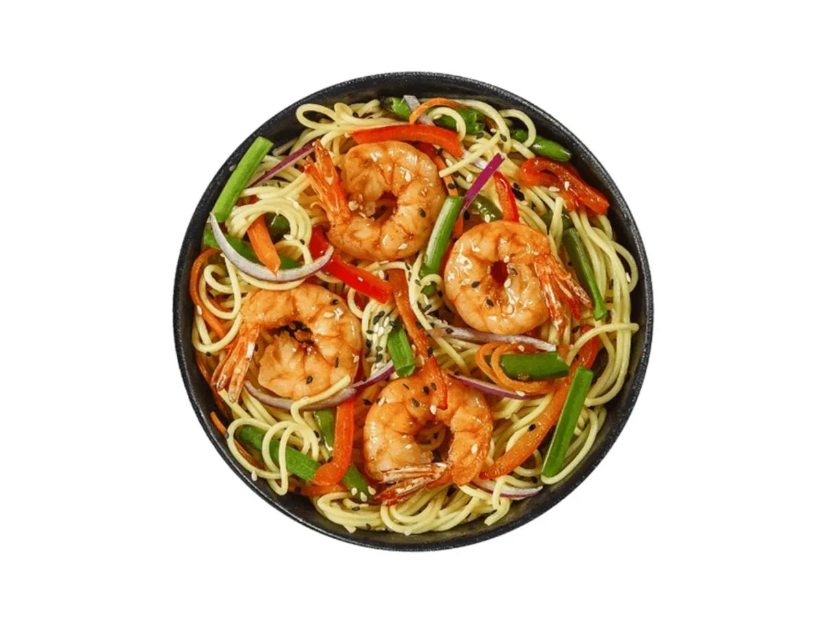 Лапша Креветка с овощами
