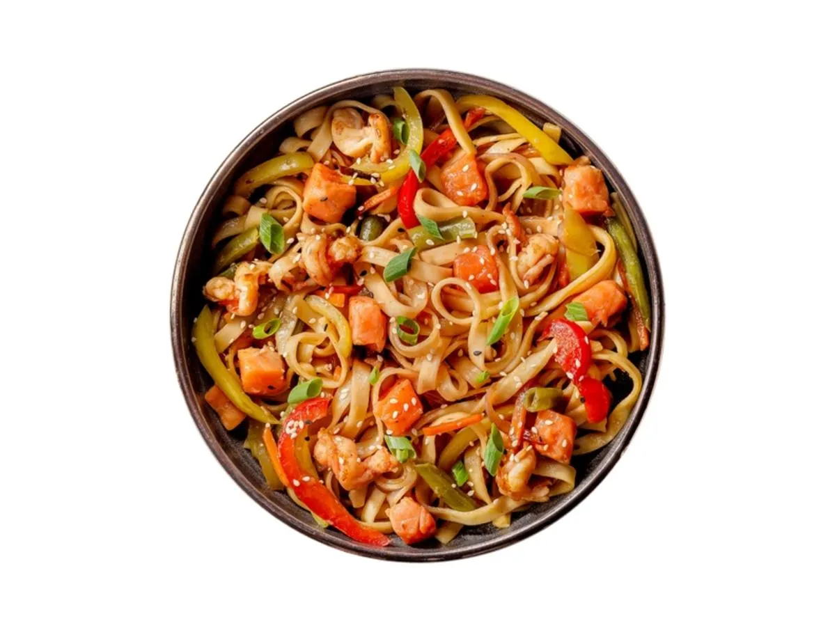 Wok лосось-креветка